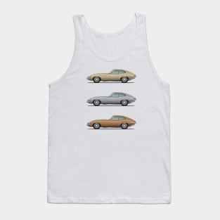 Jaguar E Type Fixed Head Coupe Gold Silver And Bronze Tank Top